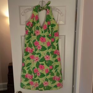 Lilly Pulitzer Halter Dress Pink Green Sz 12